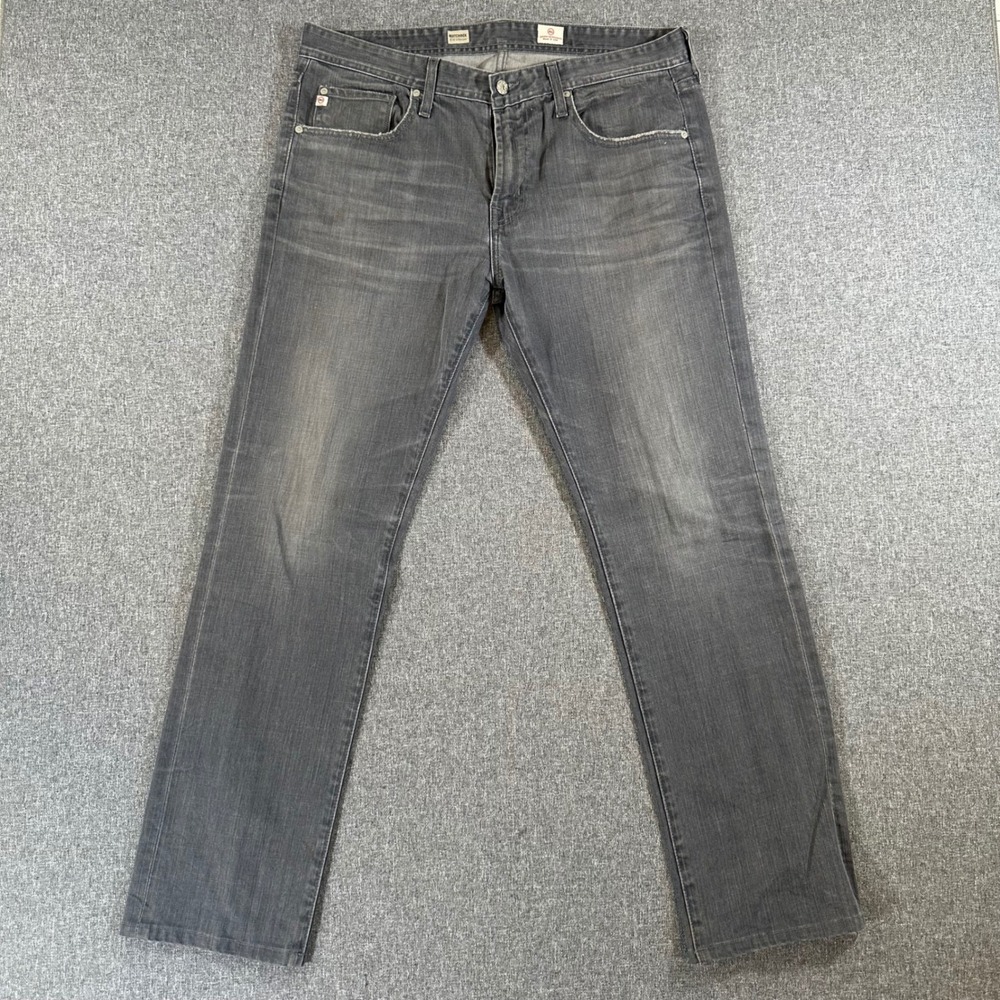 AG Adriano Goldschmied Matchbox Slim Straight Gray Jeans Mens 36 Made in USA